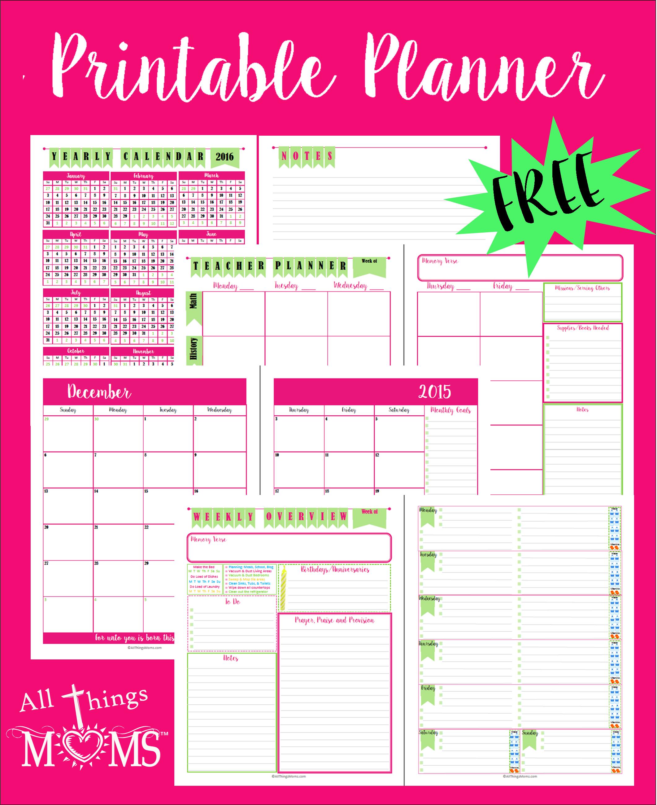 Printable Planner All Things Moms